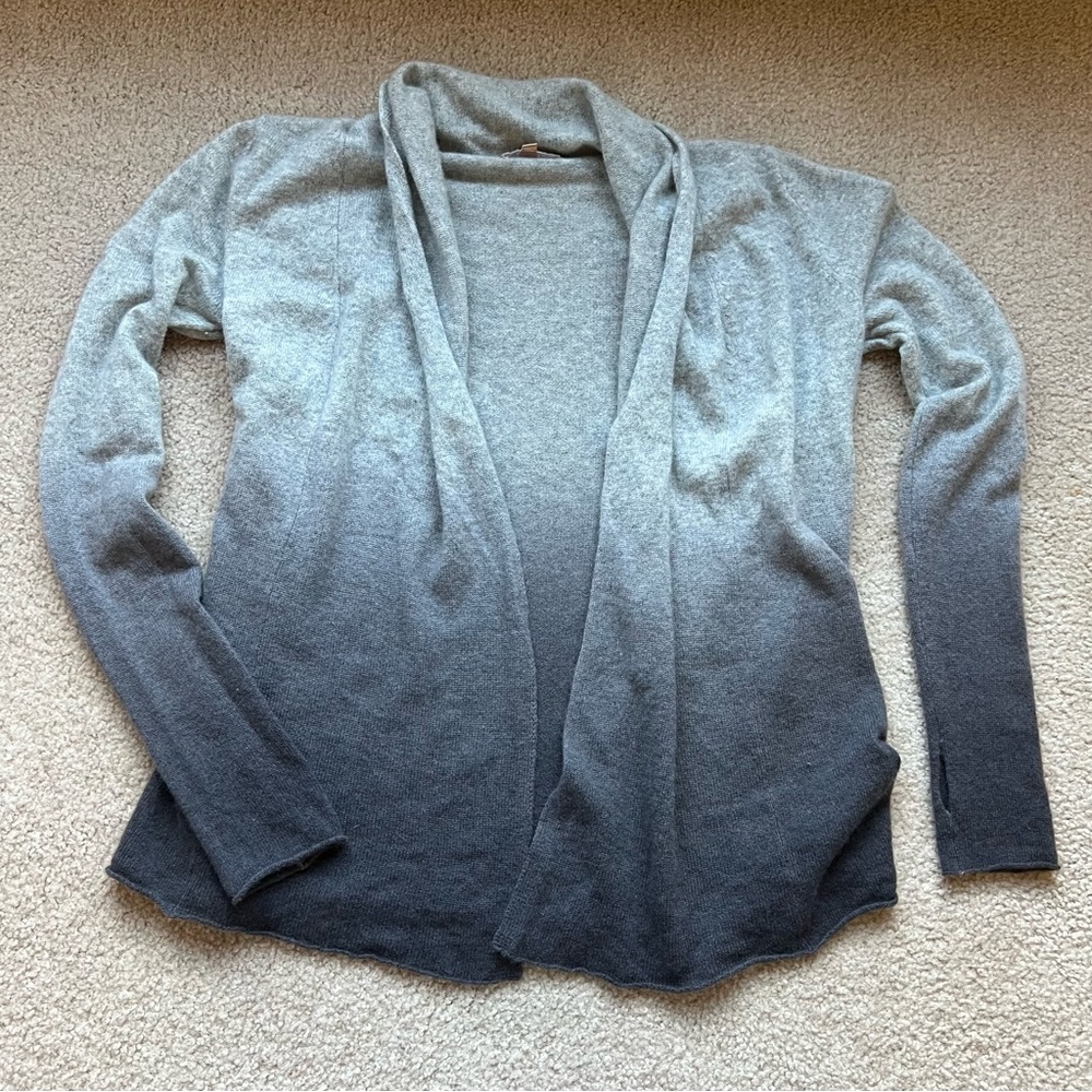 100% Cashmere Ombre Open Front Cardigan w/ Thumb Holes